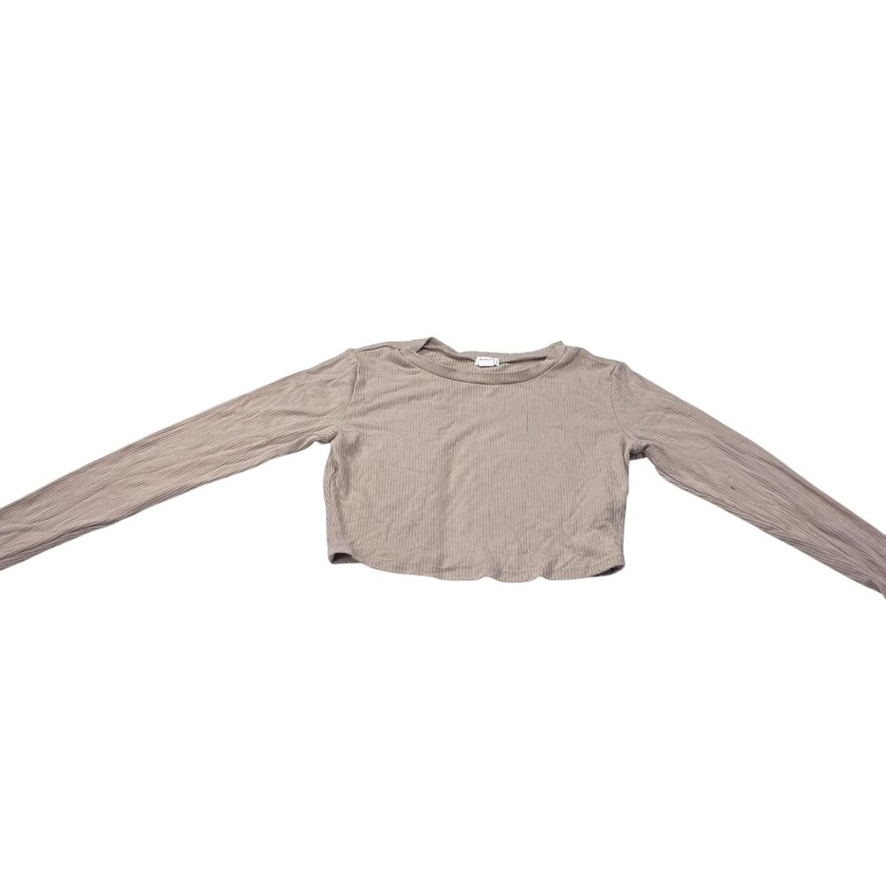 Garage Ribbed Long Sleeve Crop Top P/S Taupe Rayon/Spandex Blend Comfortable & S